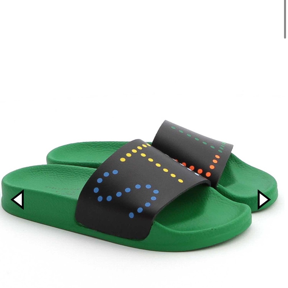 Stella McCartney Teen Green and Black Slide Sandals with Logo